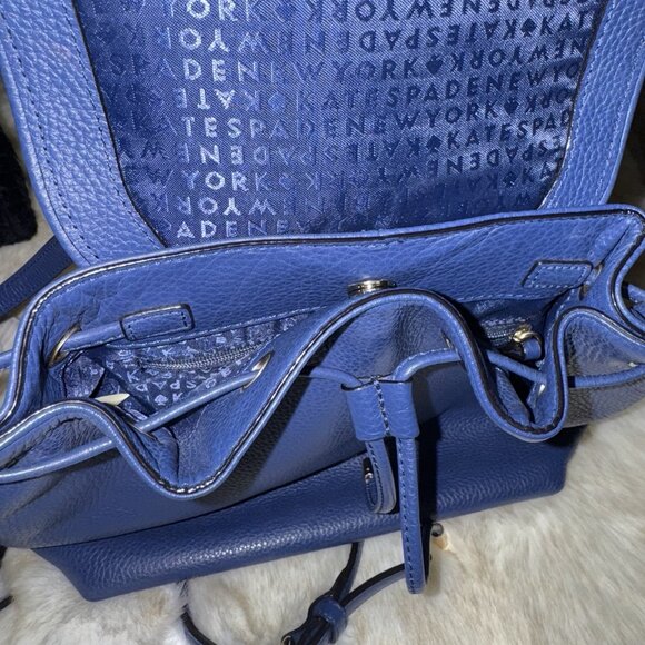 Kate Spade Pebbled Leather Backpack Purse Mulberry Street Small Breezy Blue - Picture 8 of 8